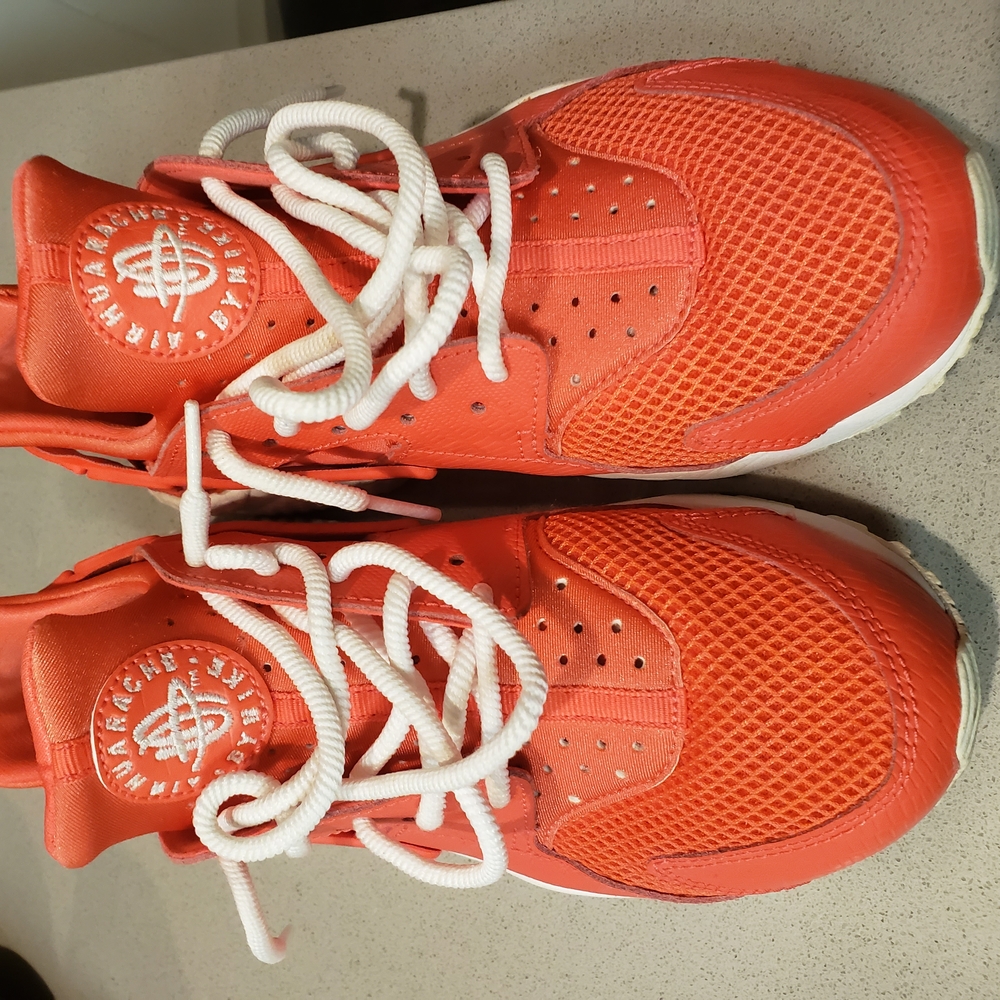 Nike Orange and White Athletic Shoes Huarache Design